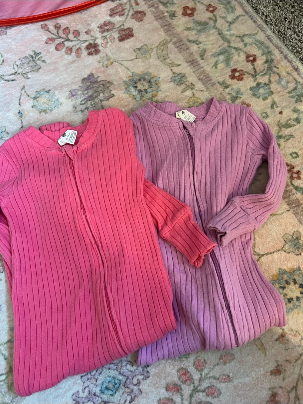 kate quinn Pink and Lavender Ribbed Zip Pajamas